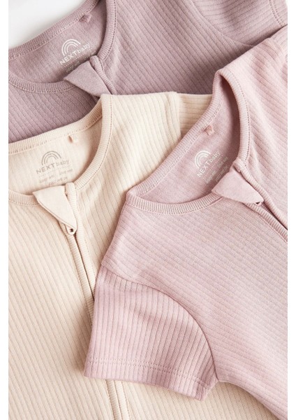 Pamuklu Pastel Renkler 3’lü Romper Set