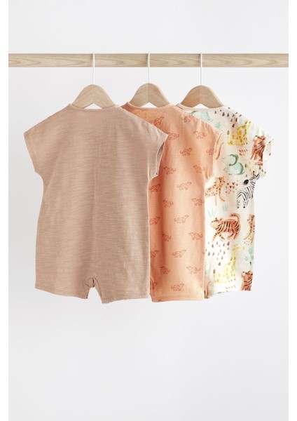 Pamuklu Krem Safari 3’lü Romper Set