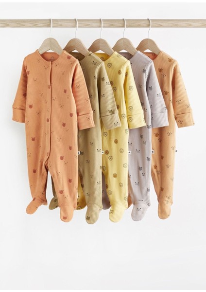 Pamuklu Turuncu Baskılı 5’li Tulum Set