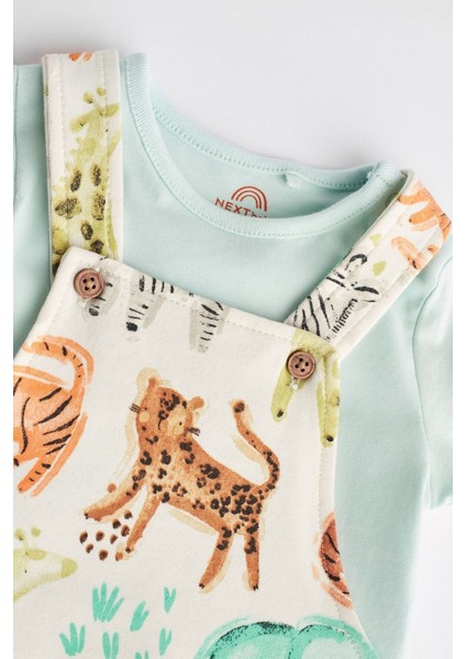Pamuklu Fluro Safari Salopet Body Zıbın Set fırsatları