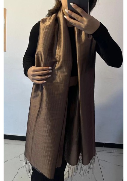 Açık Kahve Renk Tafta Şal