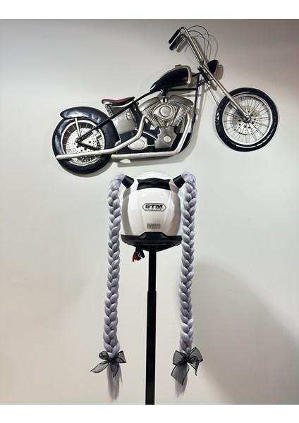Motor & Motosiklet Kask Dış Aksesuar Çift Gri Örgü Saç