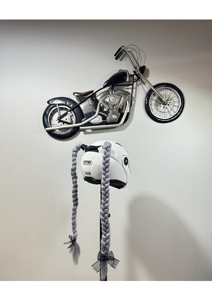 Motor & Motosiklet Kask Dış Aksesuar Çift Gri Örgü Saç modelleri