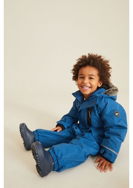 Cobalt Mavi Lüks Suni Kürk Detaylı Kar Tulumu fırsatları