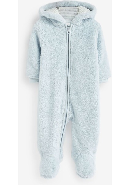 Pamuklu Açık Mavi Bebek Astronot Tulum