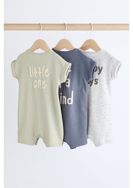 Pamuklu Gri Adaçayı Yeşili 3’lü Romper Set