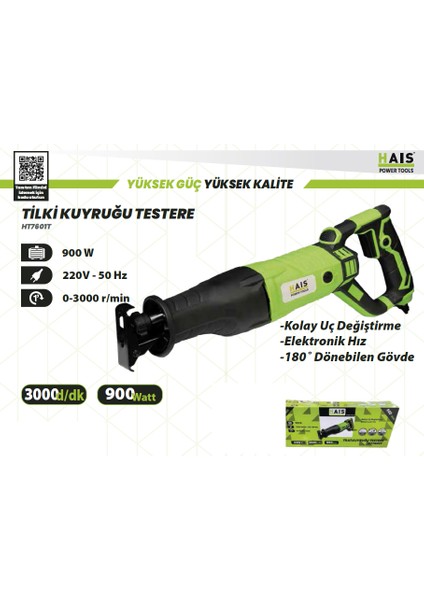 Tilki Kuyruğu Testere Metal-Ahşap-Kemik Kesme 900W HT7601T fırsatları