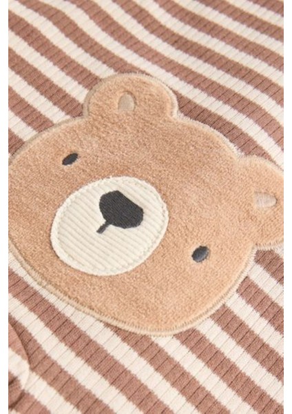 Pamuklu Krem Ayıcık Desenli 4'lü Tulum Set fırsatları