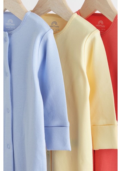 Pamuklu Mavi Sarı Kırmızı 3’lü Tulum Set Unisex