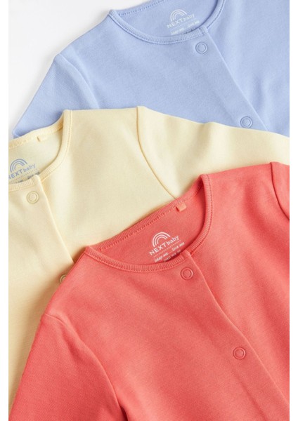Pamuklu Mavi Sarı Kırmızı 3’lü Tulum Set Unisex