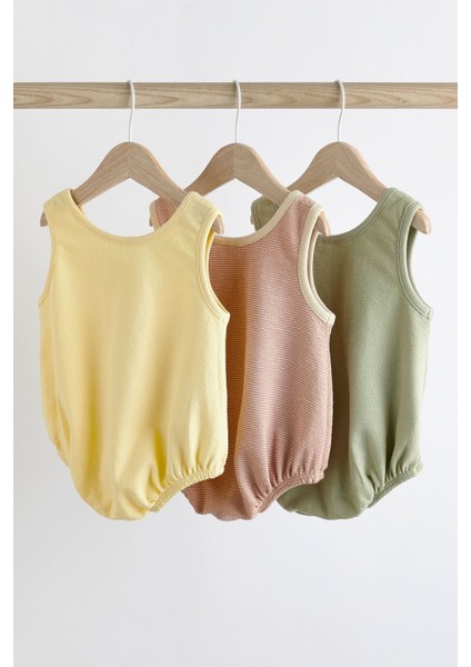 % 100 Pamuklu Sarı Yeşil 3’lü Romper Set fiyatları