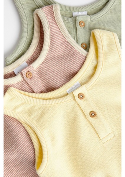 % 100 Pamuklu Sarı Yeşil 3’lü Romper Set fırsatları