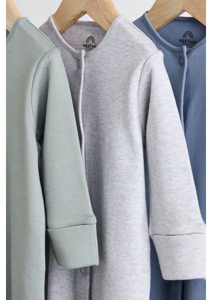 Pamuklu Mavi Gri 3’lü Tulum Set modelleri