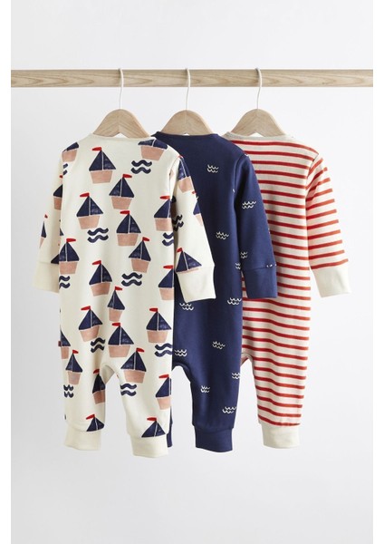 Pamuklu Kırmızı Lcivert Denizcilik 3’lü Tulum Set