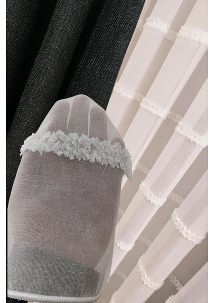 Taç Bohemya Keten Tül Dökümlü Kırışmaz 1x3 Sık Pile Salon & Oturma Odası Perdesi indirimleri