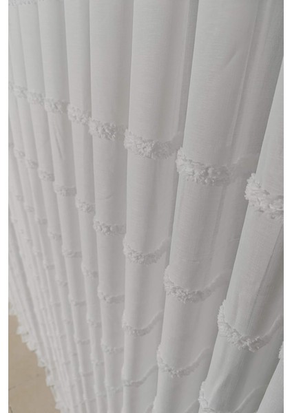 Taç Bohemya Keten Tül Dökümlü Kırışmaz 1x2 Orta Pile Salon & Oturma Odası Perdesi