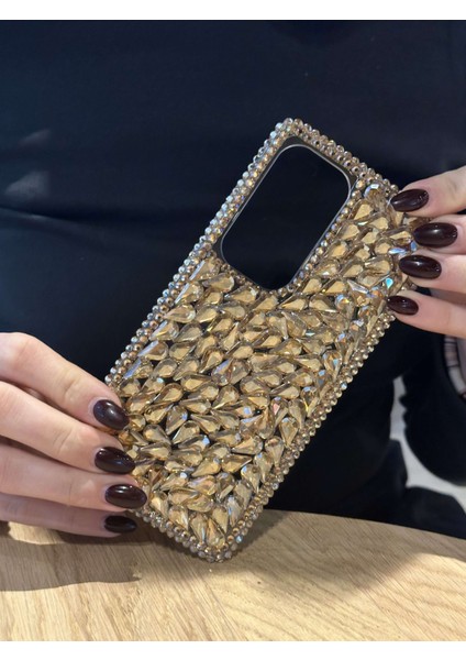 Samsung Galaxy S25 Ultra Uyumlu Lüks Gold Kristal Taşlı Kılıf