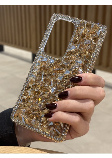 Samsung Galaxy S25 Ultra Uyumlu Lüks Gold Kristal Taşlı Kılıf