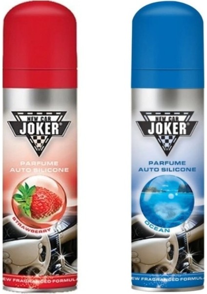 Joker Torpido Deri Plastik Için Parlatıcılı Silikon Oto Kokusu Parfüm Sprey Çilek ve Okyanus Kokulu 200 ml 2 Adet