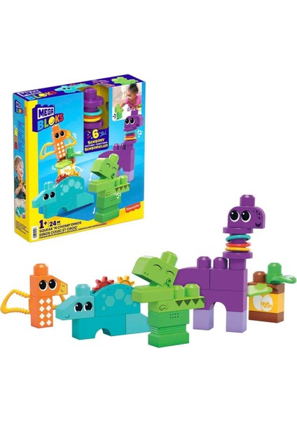 HKN43 Mega Bloks Sesli ve Hareketli Dinozorlar 24 Parça +1 Yaş