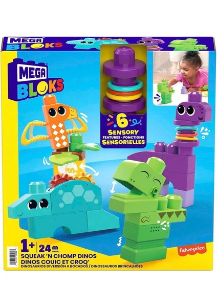 HKN43 Mega Bloks Sesli ve Hareketli Dinozorlar 24 Parça +1 Yaş