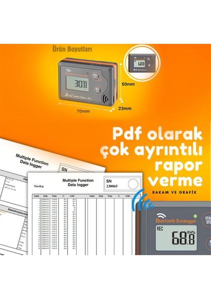 Az 88362 Sıcaklık Nem Kayıt Cihazı Datalogger | Akıllı Telefon Uyumlu indirimleri