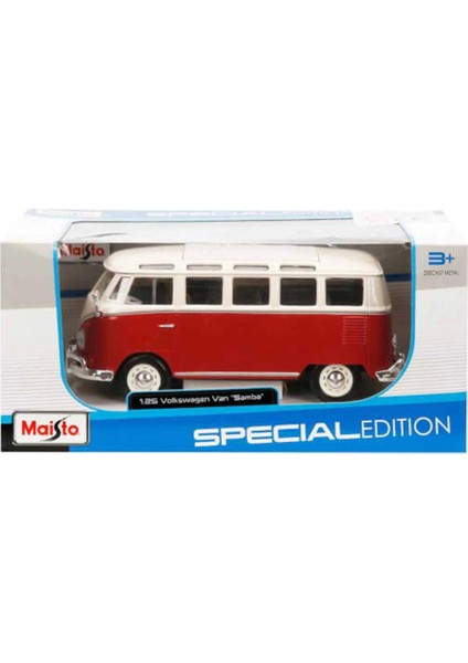 Maisto – Volkswagen Electric Van 1/24 – Orange Et Blanc – Réplique Métal, Portes Ouvrantes