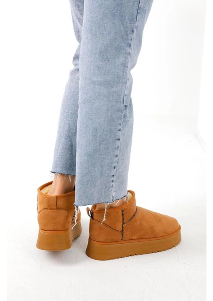 Kadın Taba Ultra Mini Içi Kürklü Süet Bot 3cm