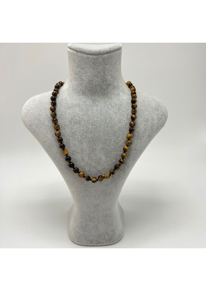 Sertifikalı Kaplan Gözü Doğal Taş 6mm Makrome Kolye 45 cm- 55 cm Ayarlanabilir Ölçü fiyatları