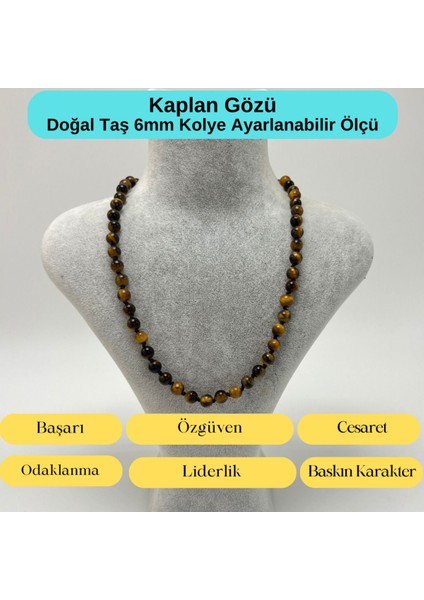 Sertifikalı Kaplan Gözü Doğal Taş 6mm Makrome Kolye 45 cm- 55 cm Ayarlanabilir Ölçü indirimleri