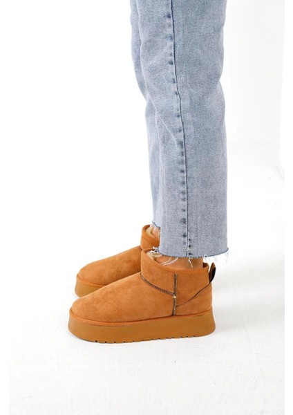 Kadın Taba Ultra Mini Içi Kürklü Süet Bot 3cm modelleri