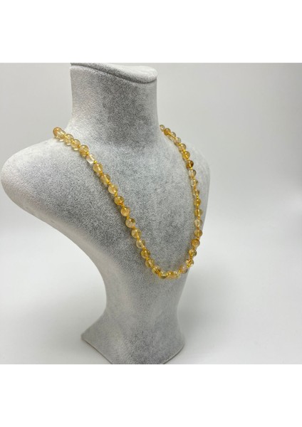 Sertifikalı Sitrin Doğal Taş 6mm Makrome Kolye 45 cm- 55 cm Ayarlanabilir Ölçü modelleri