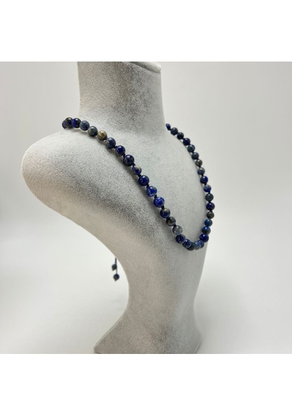 Sertifikalı Lapis Lazuli Doğal Taş 6mm Makrome Kolye 45 cm- 55 cm Ayarlanabilir Ölçü modelleri