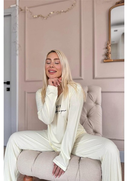 Ekru Ready Dublin Uzun Kollu Kadın Pijama Takımı fiyatları