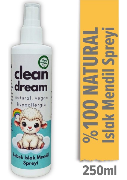 Naturel Vegan Bebek Islak Mendil Spreyi 250ML – Yenilikçi ve Pratik Temizlik