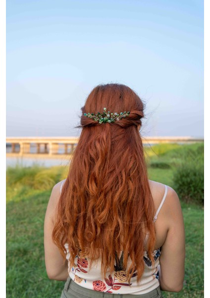 Yeşil Renk Gelin Tokası, Yeşil Tarak Toka, Nişan Nikah Söz Isteme Kına, Gelin Tokası