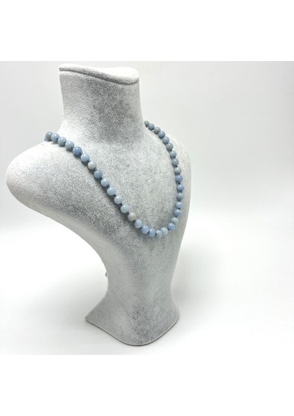 Sertifikalı Anjelit Doğal Taş 6mm Makrome Kolye 45 cm- 55 cm Ayarlanabilir Ölçü modelleri
