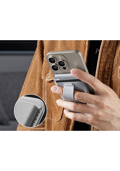 Iphone Magsafe Standlı Cüzdan Halolock™ Geo Apple Find My Lisanslı - Gri