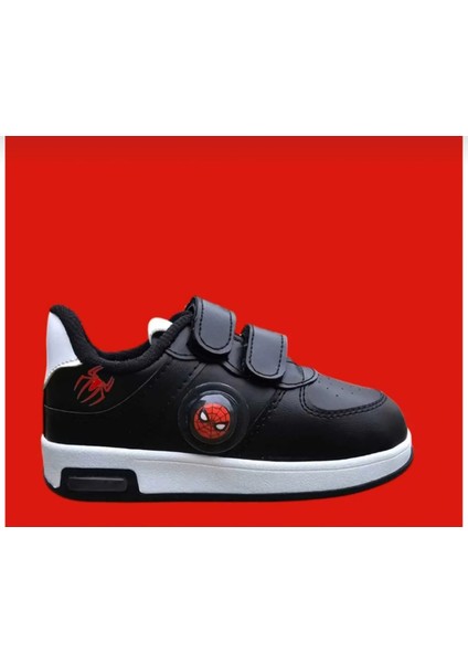 Siyah Işıklı Yandan Örümcek Işık Detay Çocuk Spor Ayakkabı SNEAKER(31-35NUMARA Ağırlığı Işıklı Değildir)