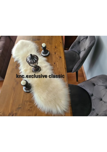 Krem Kürklü Peluş Masa Örtüsü Şık Dekoratif Lüks Elegant Modern Dekoratif Runner. fiyatları