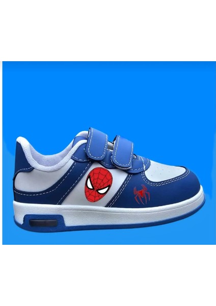 Mavi Işıklı Örümcek Baskılı Çocuk Spor Ayakkabı Sneaker(31-35 Numara Ağırlığı Baskılı Değildir)
