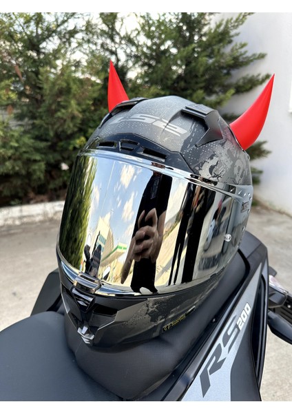 Motor & Motosiklet 3D Baskı Kask Dış Aksesuar Kırmızı Şeytan Boynuzu