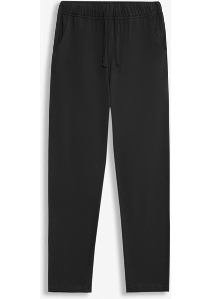 %100 Pamuk 2'li Premium Kumaş Erkek Pijama Altı Beli Relax Fit Lastikli Ipli Cepli Terletmez Esnek Siyah-Gri Rahat Kesim Regular Eşofman Paket