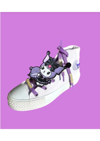 Beyaz Keten Bağcık Kuromici Detay Yandan Daire Işıklı Çocuk Spor Ayakkabı Sneaker