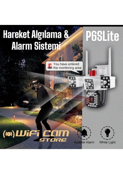 3 Kameralı Wifi Smart Kamera Tek Gövde 3 Kamera P6SLITE Türkçe Yazılım