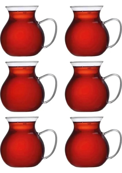 Keyfi Ala Borosilikat 6'lı Çay Bardağı Borosilikat Cam Bardak Takımı Isıya Dayanıklı