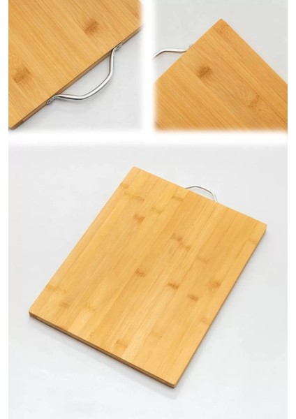 Bambu Metal Saplı Kesim Panosu Et Ekmek Sebze Meyve Kesim Tahtası 26 cm x 36 cm modelleri