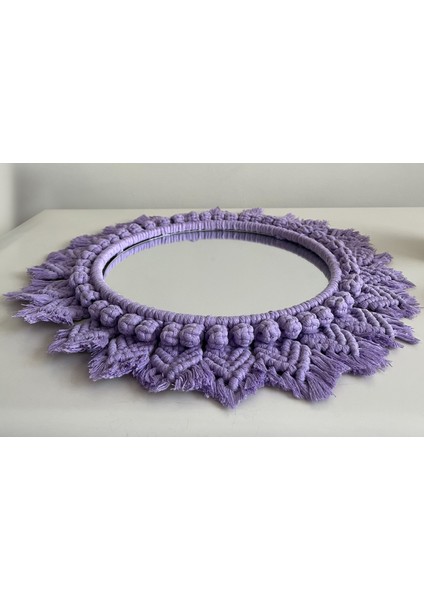 Lila Renkli Makrome Dekoratif Ayna 42 x 42 cm fiyatları