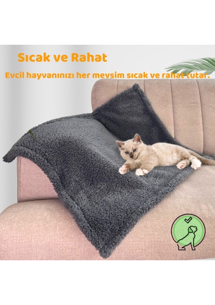 Kedi Köpek Battaniyesi Premium Peluş Evcil Hayvan Uyku Battaniyesi Yıkanabilir Gri fırsatları