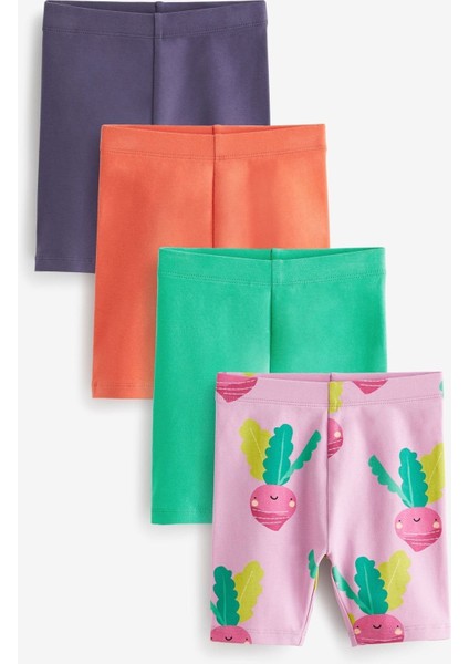 Pamuklu Desenli 4’lü Kısa Tayt Set